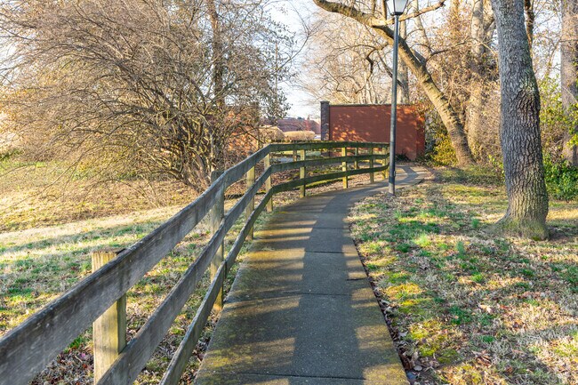 This walking path connects Woodlawn with a significant retail center.