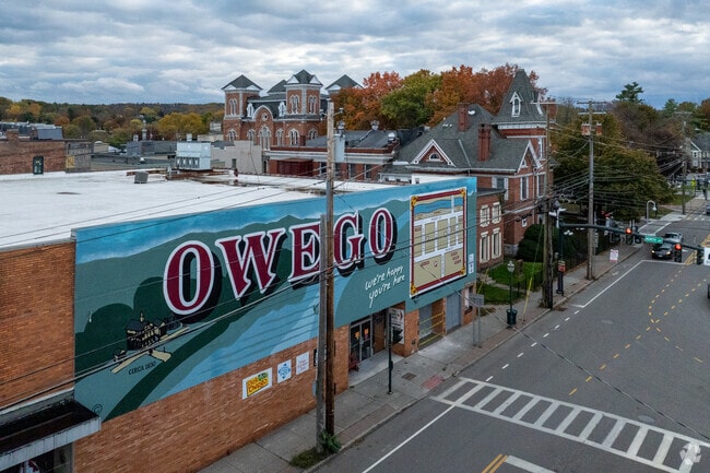 The welcome sign greets visitors entering Owego.