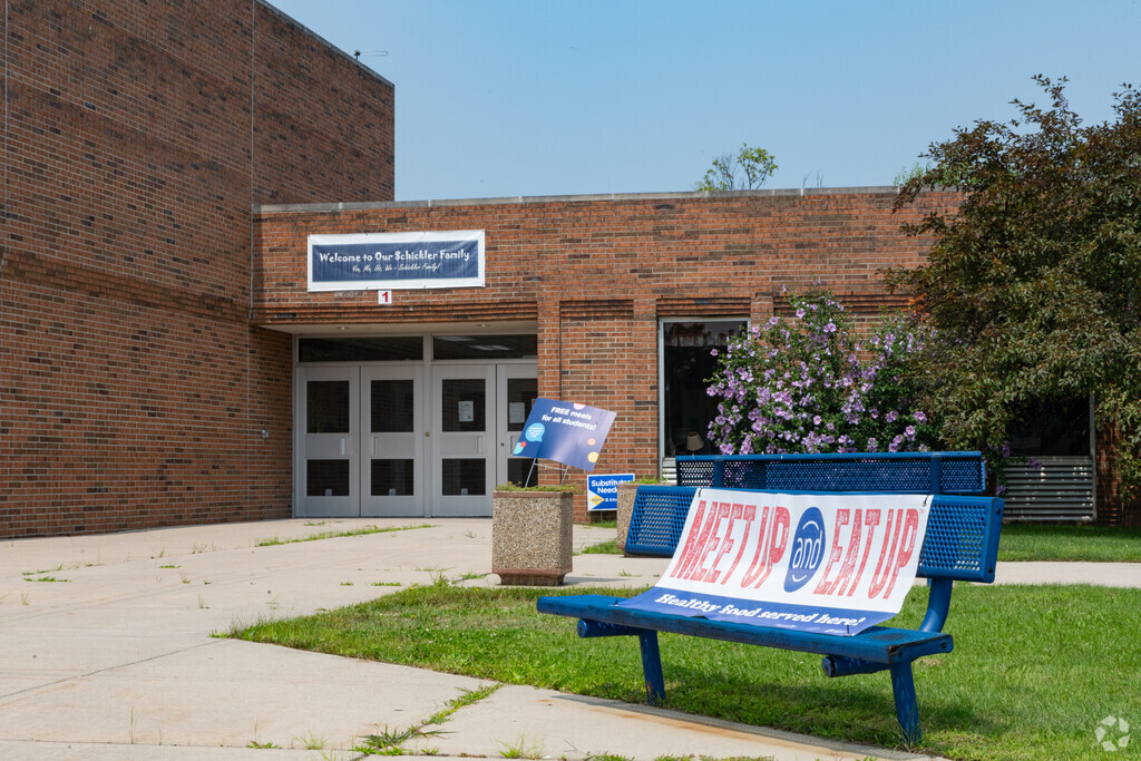 C.K. Schickler Elementary School front entrance in Lapeer County.