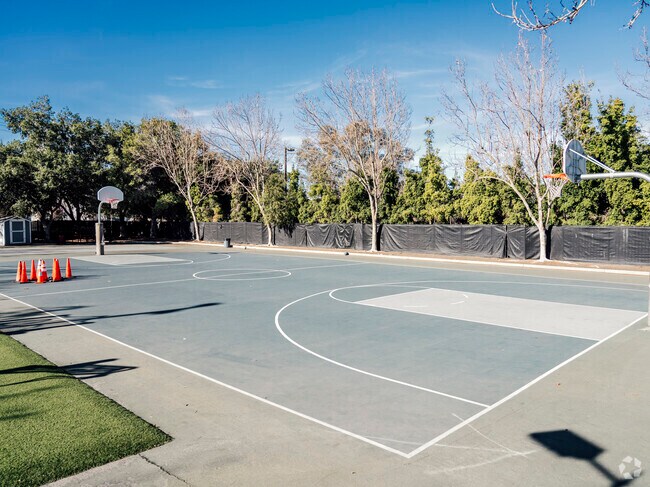 The basketball court at Stratford School in Milpitas, California.
