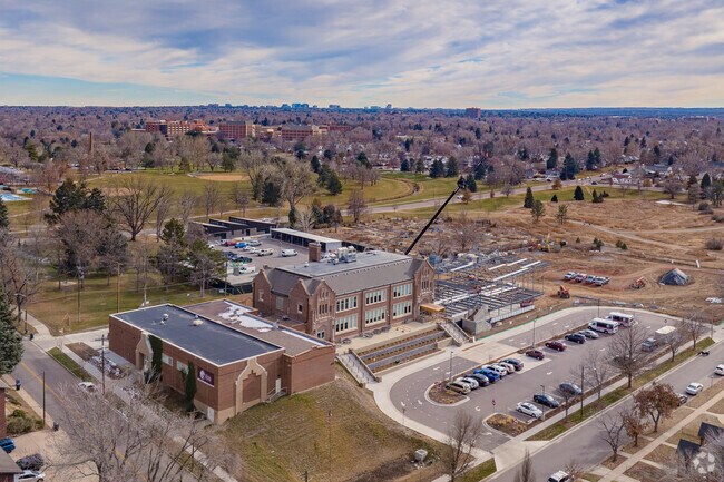 St. John Paul the Great Catholic High School on a winter afternoon in Denver Colorado.