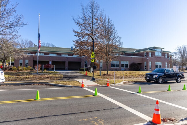 The crosswalk over to the Thomson Elementary School in Andover, MA.