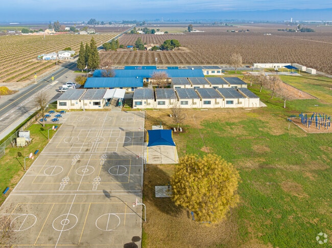 Looking North from Grand View Elementary School towards the orchards and farmland of Dinuba.