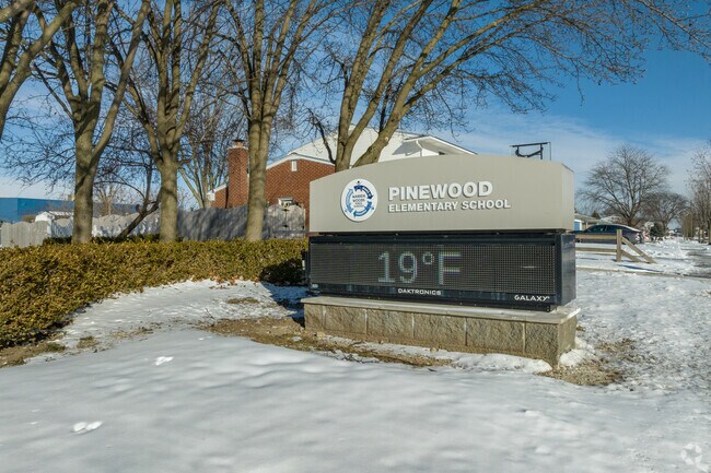 Pinewood Elementary School sign.