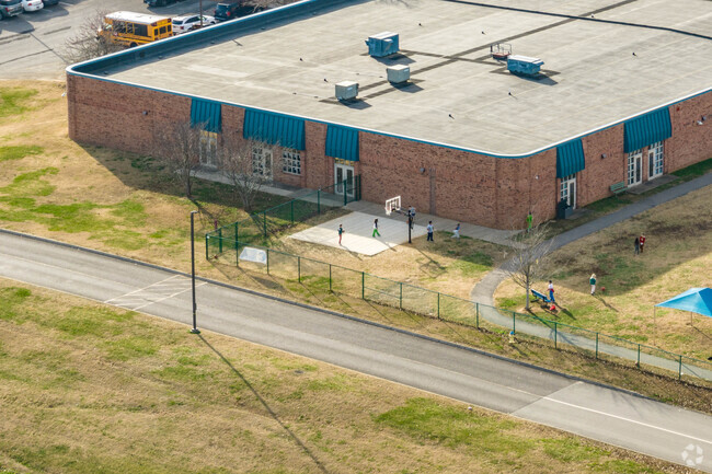 Poplar Grove K-4 features a basketball court on campus.