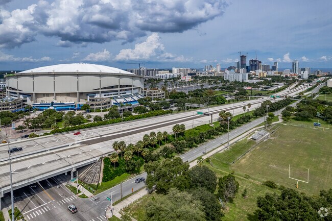 Interstate 175 runs along Tampa bay rays stadium into downtown St.Pete & hits I-275 as well.