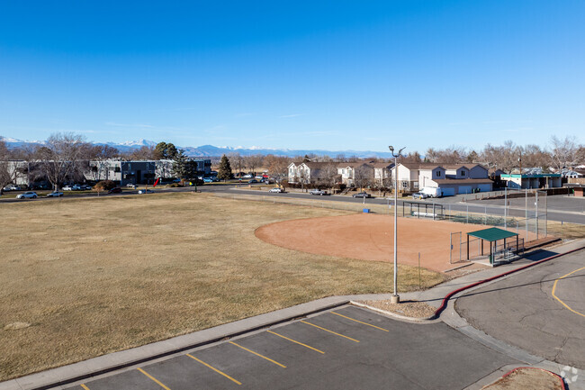 The baseball diamond at Westview Elementary School in Northglenn, Colorado.