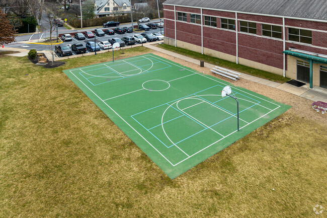 A well-kept basketball court helps Radnor Middle School students work out after studies.