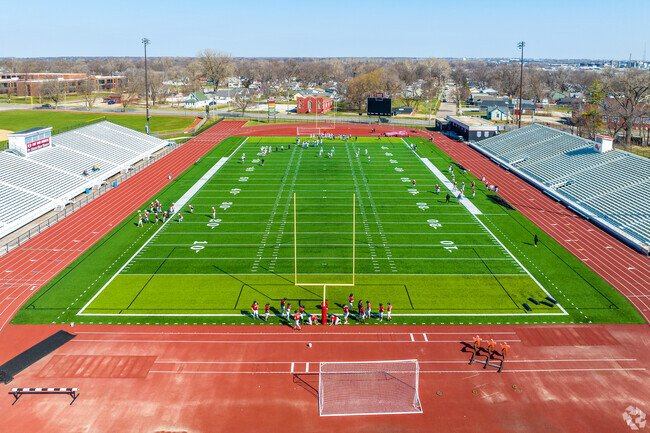 East High's Football Field hosts games for schools across Capitol Park, IA.