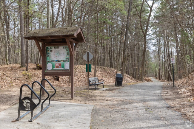 Tower Park in Greenville features a full disc-golf course, crossed by the Flat River Trail.