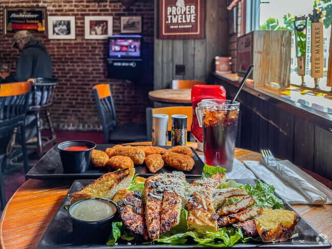 Enjoy a salad and jalapeno poppers at Echo Bridge Restaurant and Café.