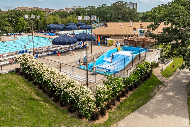 The Edina Aquatic Center features the first outdoor surf simulator in Minnesota.
