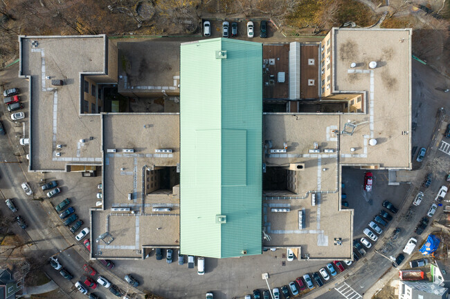 Excel High School in Boston shows its perfect symmetry.