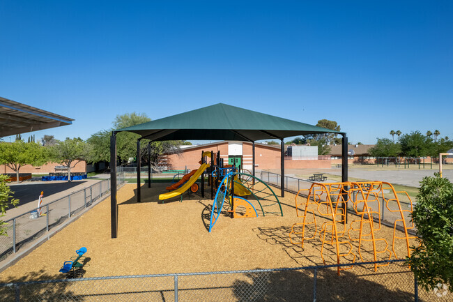 The Roberts Naylor K8 School features a colorful playground for students to enjoy.