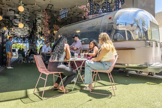 Relax at the stylish cafes and bars in Downtown Palm Springs near Gene Autry.