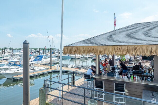 The outdoor Tiki Bar overlooking Great Kills Harbor is a local favorite for Bay Terrace locals.