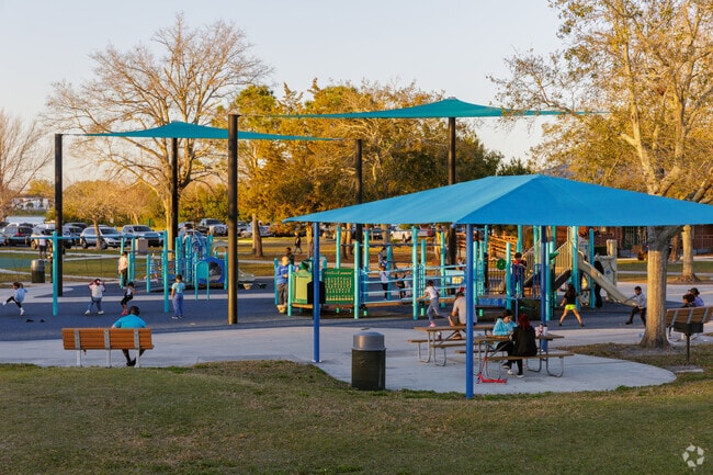 Kids love top play on the large, colorful playground at Barber Park in Conway.