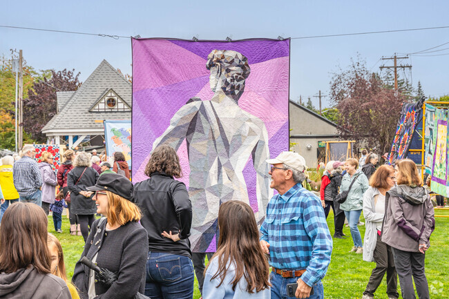 At the Bainbridge Quilt Festival near Yeomalt Point, there are impressive pieces on display.