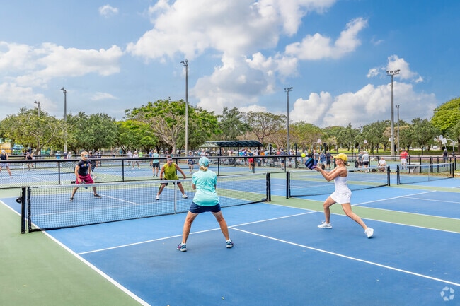 Residents of Harbor Village can catch a game of pickleball at Pompano Community Park.