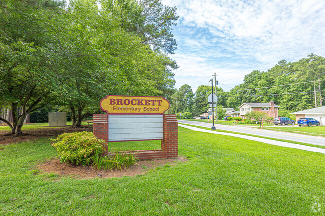 medium shot of school sign