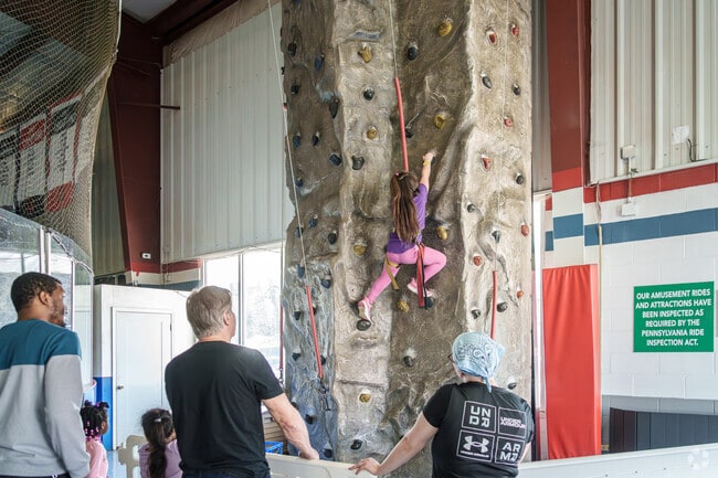 Kids can challenge themselves to rock climbing at Broomall's Marple Sports Arena.