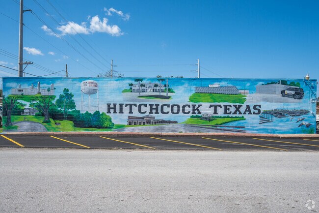 A beautiful mural sits inside Hitchcock city limits, highlighting several local hotspots.