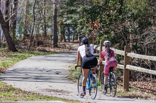 Miles of paved paths offer plenty of space to ride in Highland Beach at Quiet Waters Park.