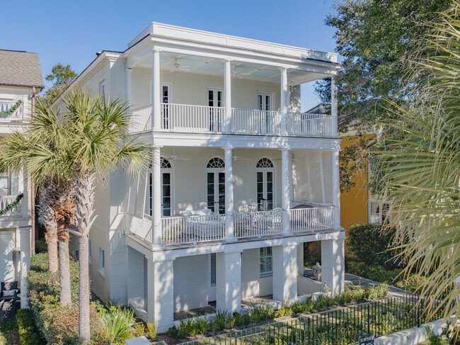 Mount Pleasant has elegant colonial style homes with double porches in upscale communities.