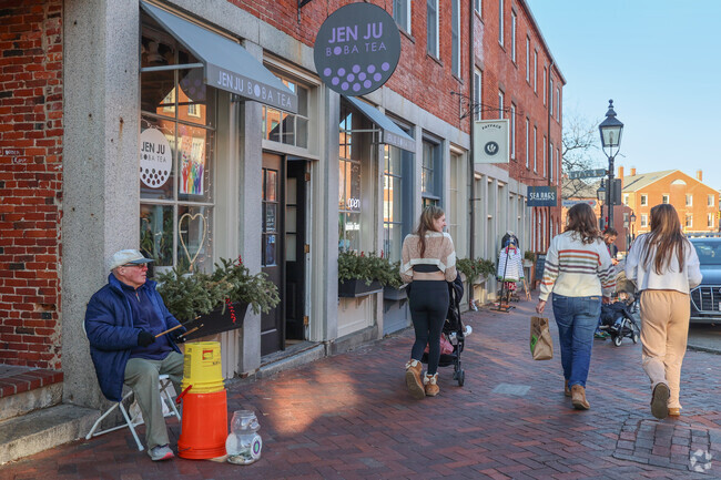 Newburyport has street entertainers of all types in their downtown area.