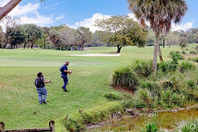 Active Abbey Park residents enjoying a relaxing fishing outing.