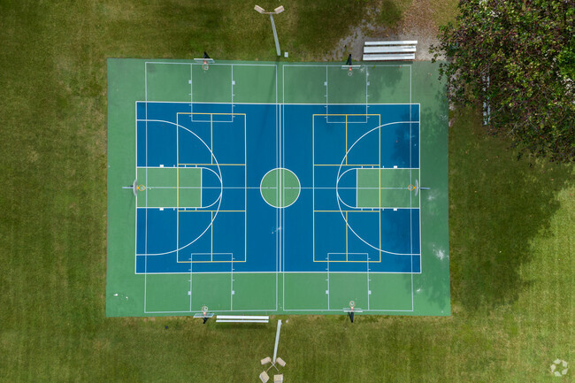 90 degree look down of the Somerset Academy Palms basketball court.