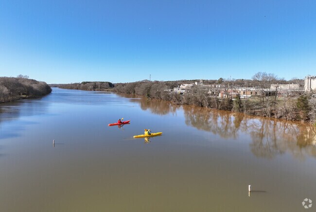 A couple kayakers on the Catawba River in Moores-Chapel.