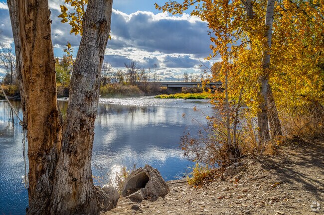 The Boise river runs swiftly through Star Riverwalk Park providing great runs for fishing.