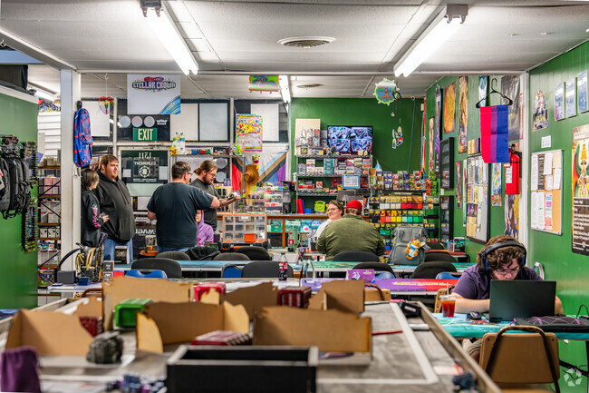 Current: Coffee + Collectibles in Fairview serves vegetarian meals at their café and hosts open game nights.