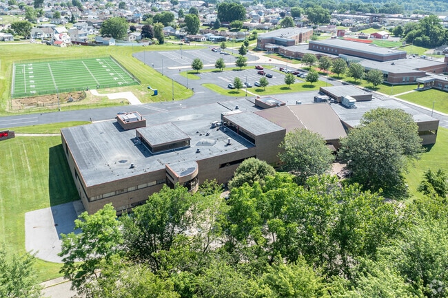 Students have easy access to ball fields at Karaffa Elementary School.
