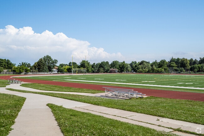 The track and football field at Broomfield Heights Middle School in Broomfield, Colorado.