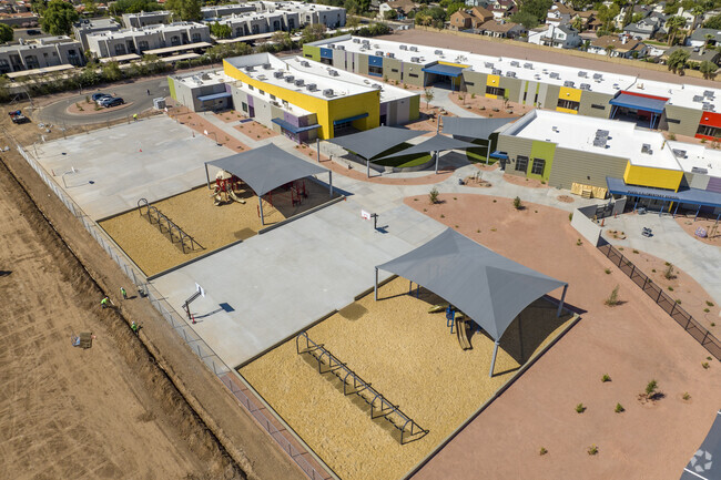 Multiple shaded playgrounds can be found at Scottsdale’s Pueblo Elementary School.