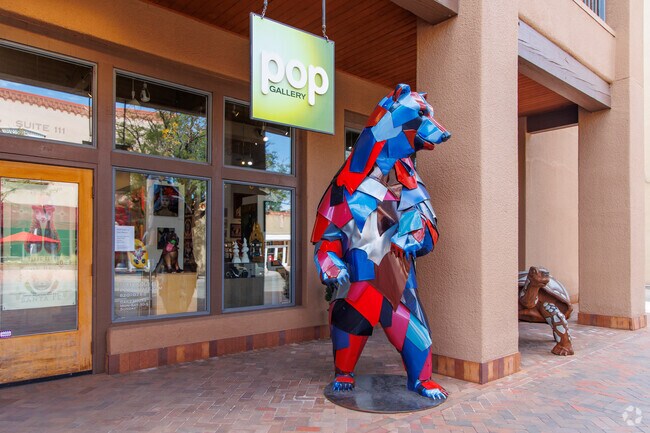 Downtown Santa Fe is filled with art studios and galleries near Tres Arroyos.