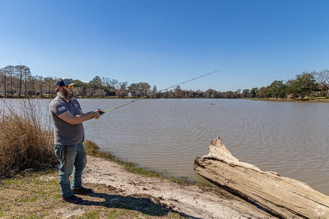 Milford Wampold Memorial Park has a large lake to cast your fishing line into.