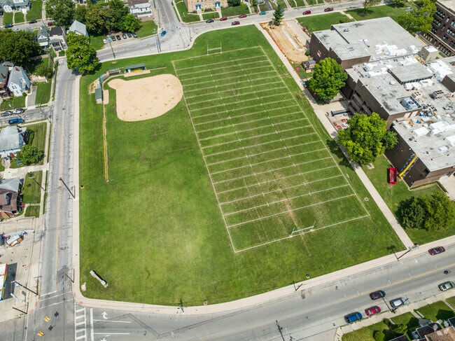 Overview of multi-use sport fields at Norwood Middle School.