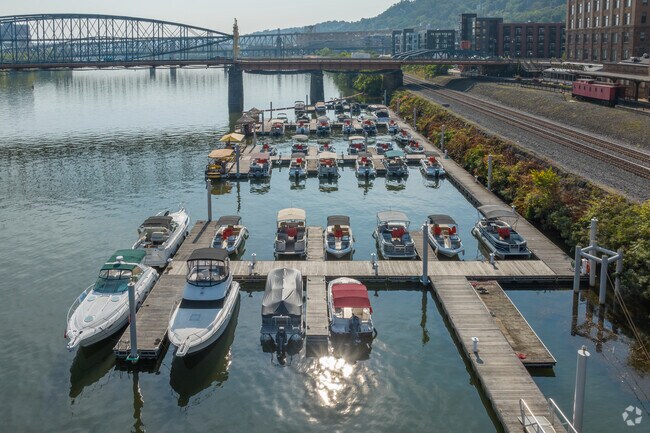 Residents in Pittsburgh take boats out on the rivers around The Point.