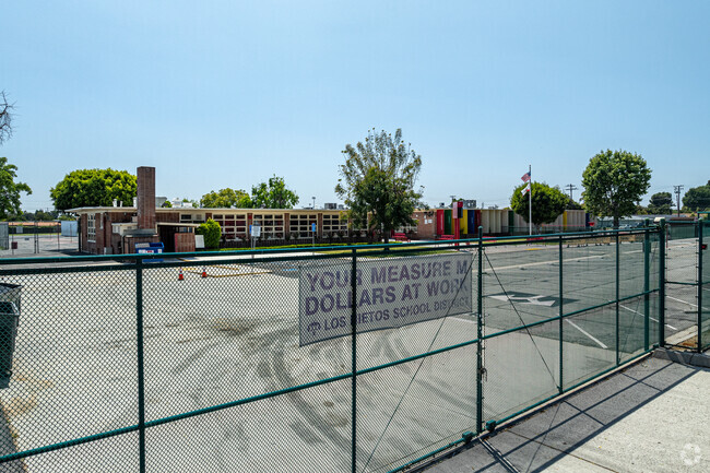 The entrance to the parking lot at Ada S. Nelson Elementary School in Whittier.