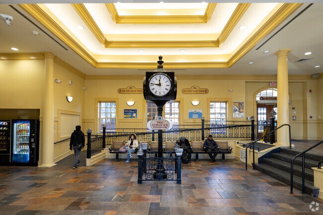Step inside the lovely South Norwalk Train Station and be safe from harsh weather conditions.