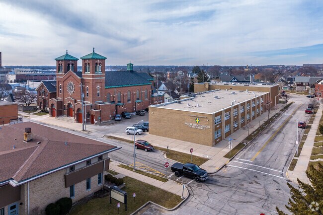 St. Florian School in West Milwaukee  and the Cathedral.