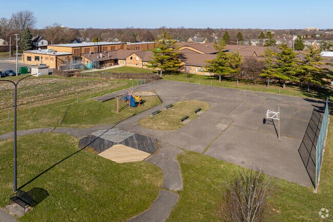 Play area for students behind Perry Early Learning Center.