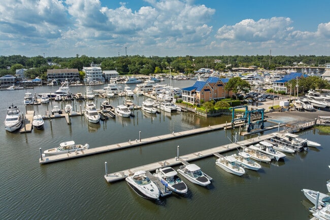 The marina near Greenville Loop is always bustling with activity.