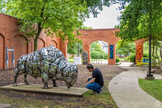 The Springfield Art Association has an outdoor sculpture space to peruse.
