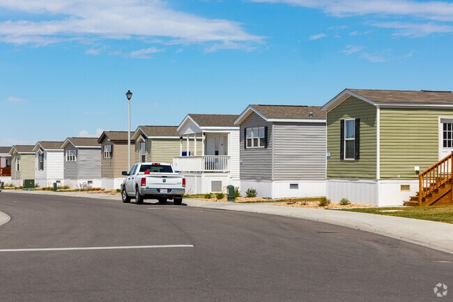 The south side of Stoneybrook is lined with rows of newly built manufactured homes.