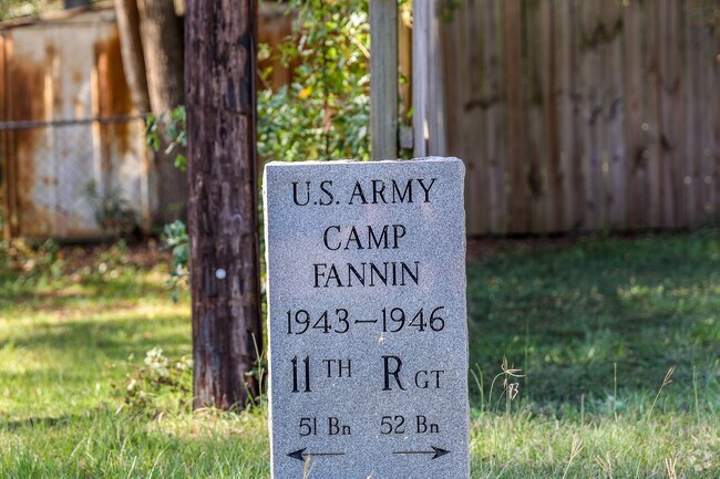 Along Chapman Road in Owentown, find history from the grounds of Camp Fannin.