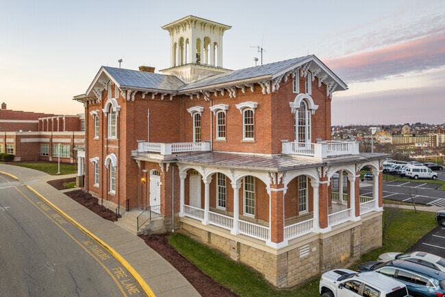 Trinity High School's administration building features unique Italianate architecture.